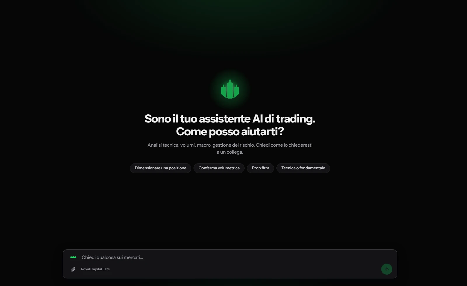 La schermata di Royal Capital AI.